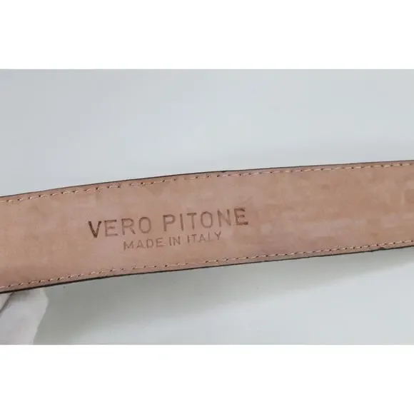 Vintage Snakeskin Leather Belt Gray White Ornate Silver Buckle Boho Exotic Sz 34 - Picture 9 of 16